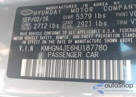 2017 Genesis G80 3.8 z USA, uszkodzony, nr VIN KMHGN4JE6HU187780